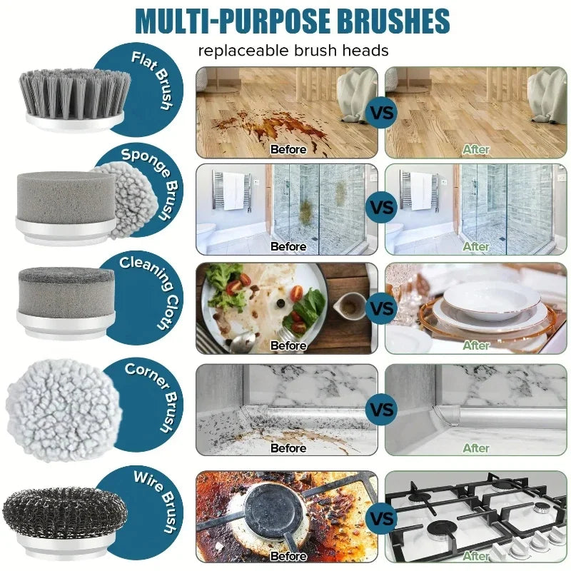 Electric Spin Scrubber, Bathroom Cordless Cleaning Brush Power Scrubber