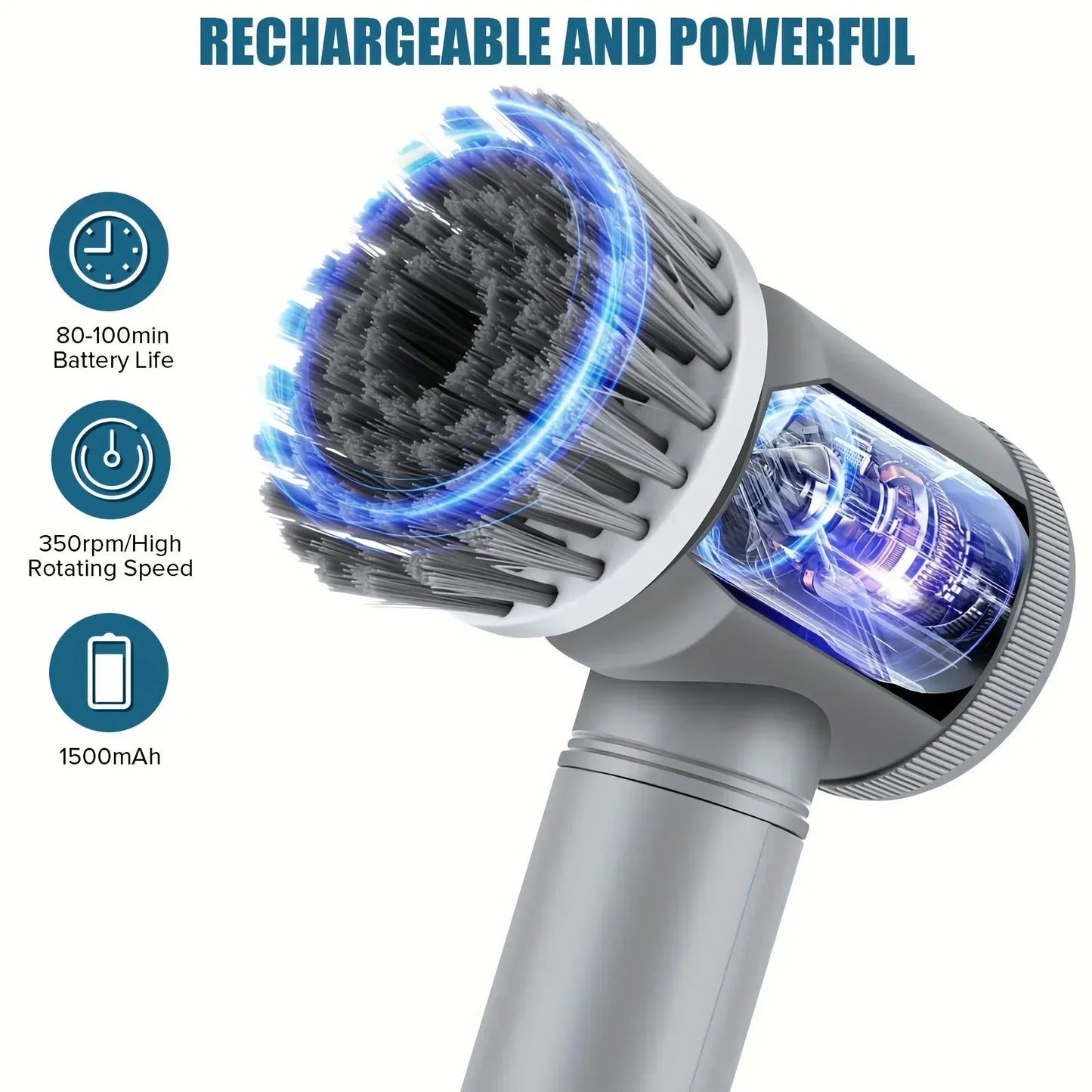 Electric Spin Scrubber, Bathroom Cordless Cleaning Brush Power Scrubber